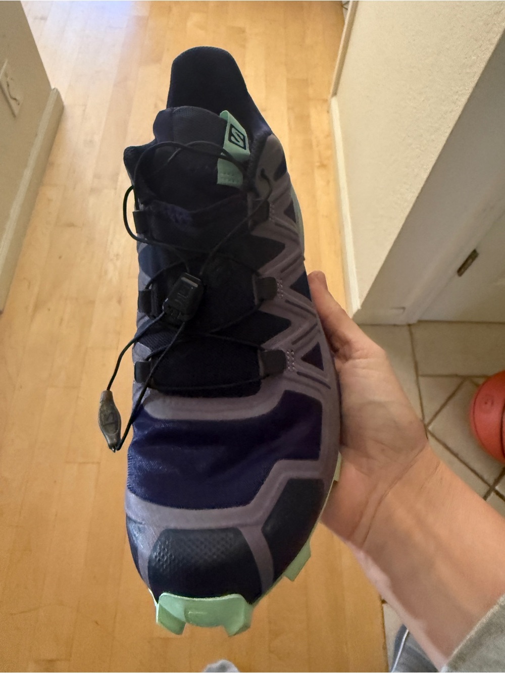 Salomon Trail Running Shoe - dark purple and Mint